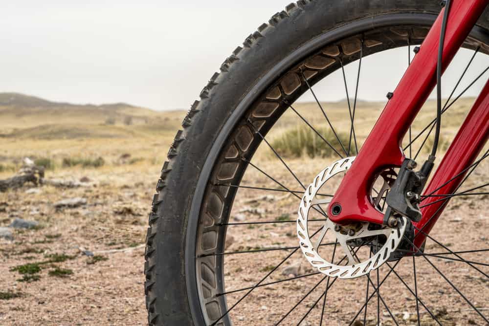 front wheel of a fat mountain bike