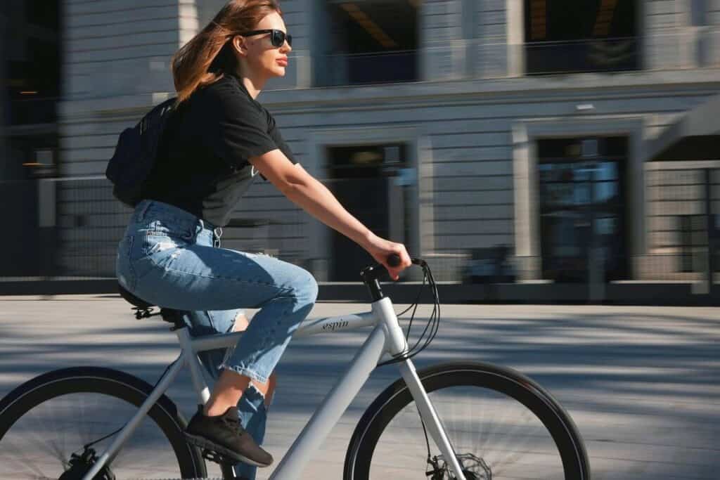 woman on e-bike